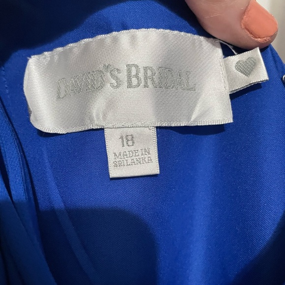 David’s Bridal cobalt cross cross detail short bridesmaid dress - Picture 3 of 4